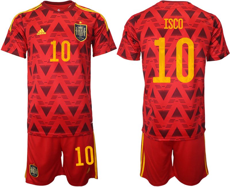 Men 2022 World Cup National Team Spain home red 10 Soccer Jersey